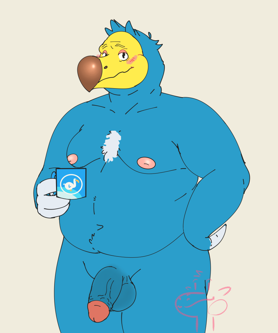 animal_crossing anthro avian bird cut_(disambiguation) genitals humanoid_genitalia humanoid_penis male male_only nintendo orville_(animal_crossing) penis slightly_chubby solo treebarkdragon video_games