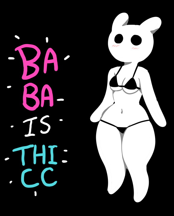 anthro baba_(baba_is_you) baba_is_you black_eyes blush breasts simple_background text white_skin