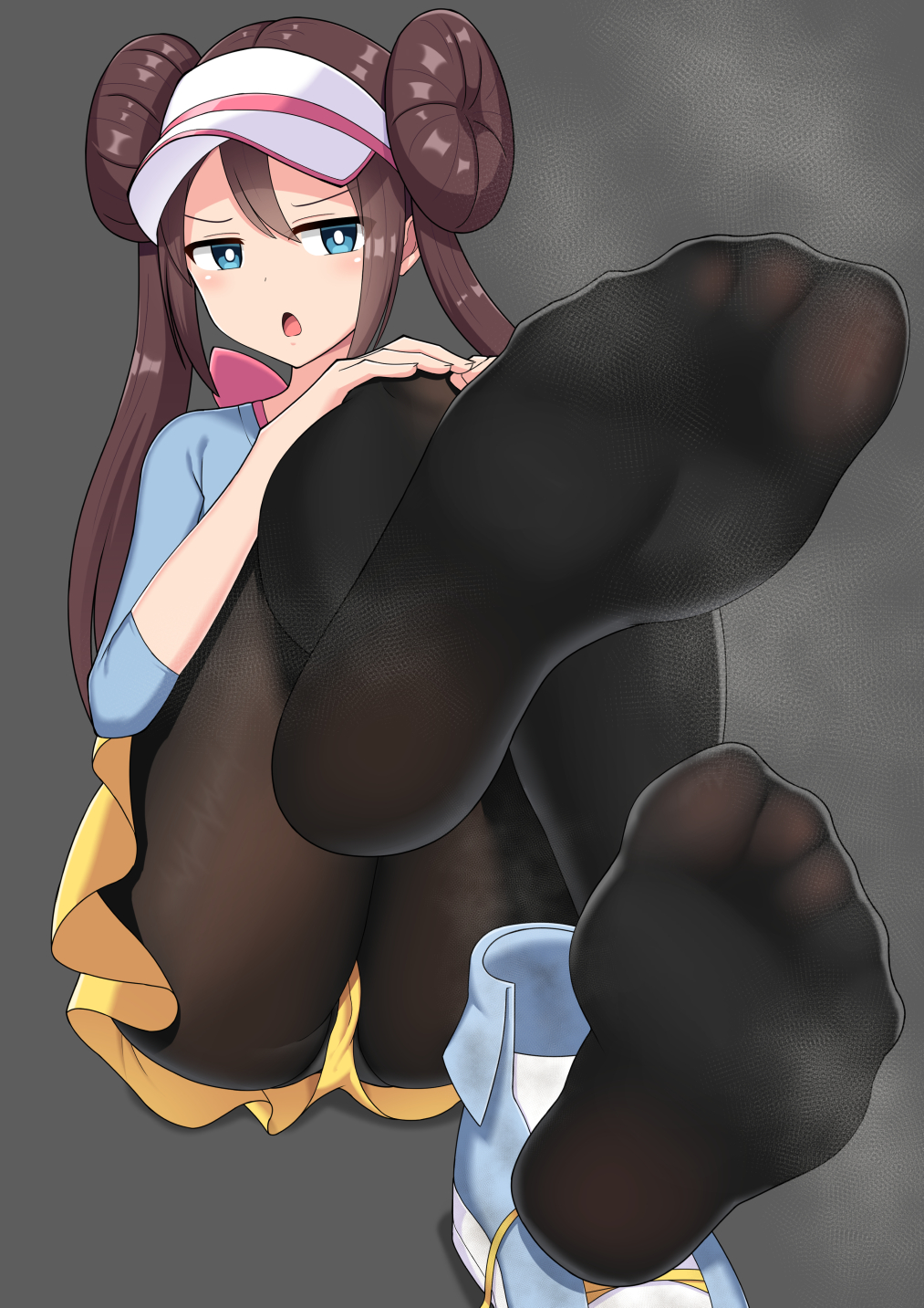 1girls ass big_breasts black_legwear black_pantyhose blue_eyes blush brown_hair clothed clothed_female feet feet_up feet_visible_through_clothing female female_only foot_focus hair_bun half-closed_eyes human jkisaradu long_hair looking_at_viewer nintendo open_mouth pantyhose pokemon pokemon_bw2 pov_feet presenting_feet rosa_(pokemon) shoes shoes_removed sitting skirt smell soles_of_feet_in_stockings solo solo_focus source_request steam thick_thighs toes_visible_through_clothing tongue wide_hips