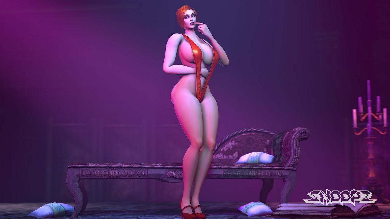 3d, ass, assumi, big ass, big breasts, breasts, female, high heels, red hair, sling bikini, snoopz, warcraft, world of warcraft