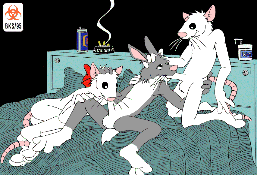 1990s 1995 20th_century alice_(biohazard) biohazard_(artist) blowbang blowjob bob_(biohazard) furry rabbit rabbit_ears rat rodent yaoi