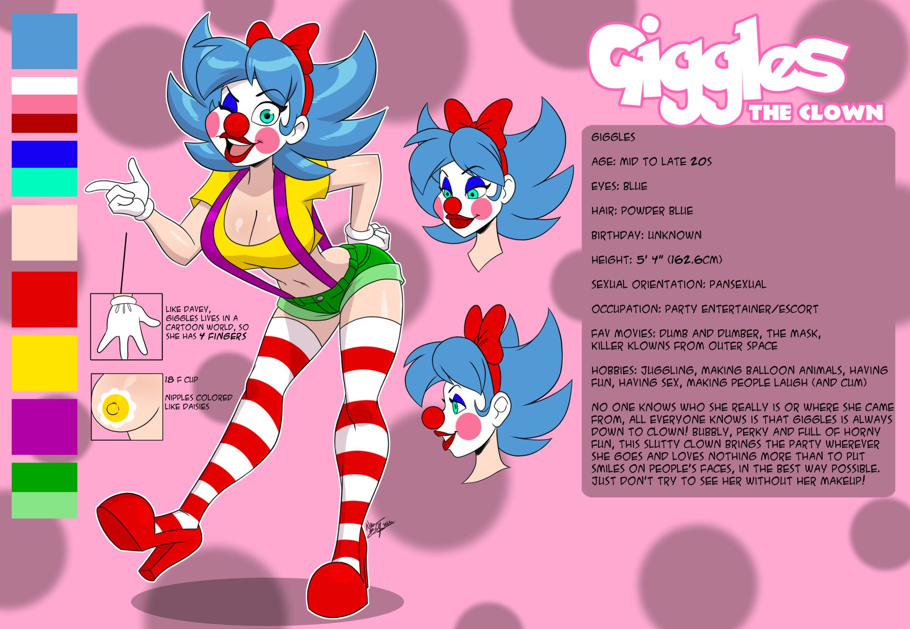1girls, aeolus06, big ass, big breasts, big thighs, breasts, clown, clown girl, clown makeup, curvaceous, curvy, curvy figure, digital media (artwork), female, giggles the slutty clown, hips, hourglass figure, huge ass, huge breasts, large ass, large breasts, legs, light skin, light-skinned female, mature, mature female, original, original character, reference sheet, slim waist, thick, thick hips, thick legs, thick thighs, thighs, voluptuous, waist, wide hips