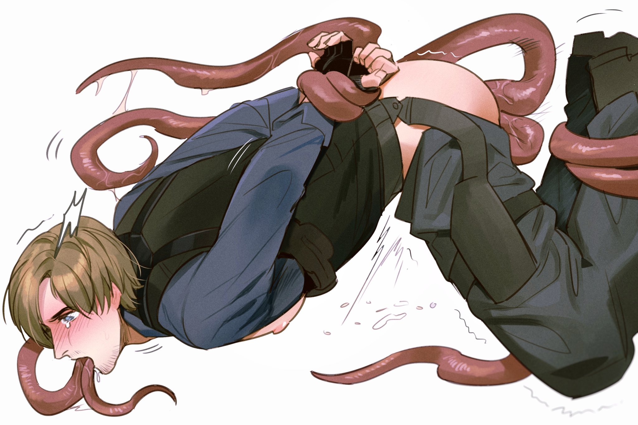 1boy, 1male, all the way through, ambiguous penetration, anal, anal insertion, anal sex, fucked from behind, fucked into submission, fucked senseless, fucked silly, leon scott kennedy, male, malesub, monster, monster on male, monsterfucker, resident evil, resident evil 6, restrained by tentacles, rough sex, songyeerhu, submission, submissive, submissive male, tentacle, tentacle in ass, tentacle on male, tentacle penetration, tentacle sex, teratophilia, throat bulge