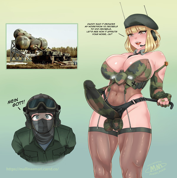 armored female, armored vehicle, balaclava, camouflage, dildo, dominatrix, female, fully clothed, german female, german male, gijinka, imminent pegging, male, mallinaamar, mecha musume, military uniform, moemorphism, muscles, muscular female, pegging, personification, sexy pose, shadow, soldier, strap-on, strapon, tank