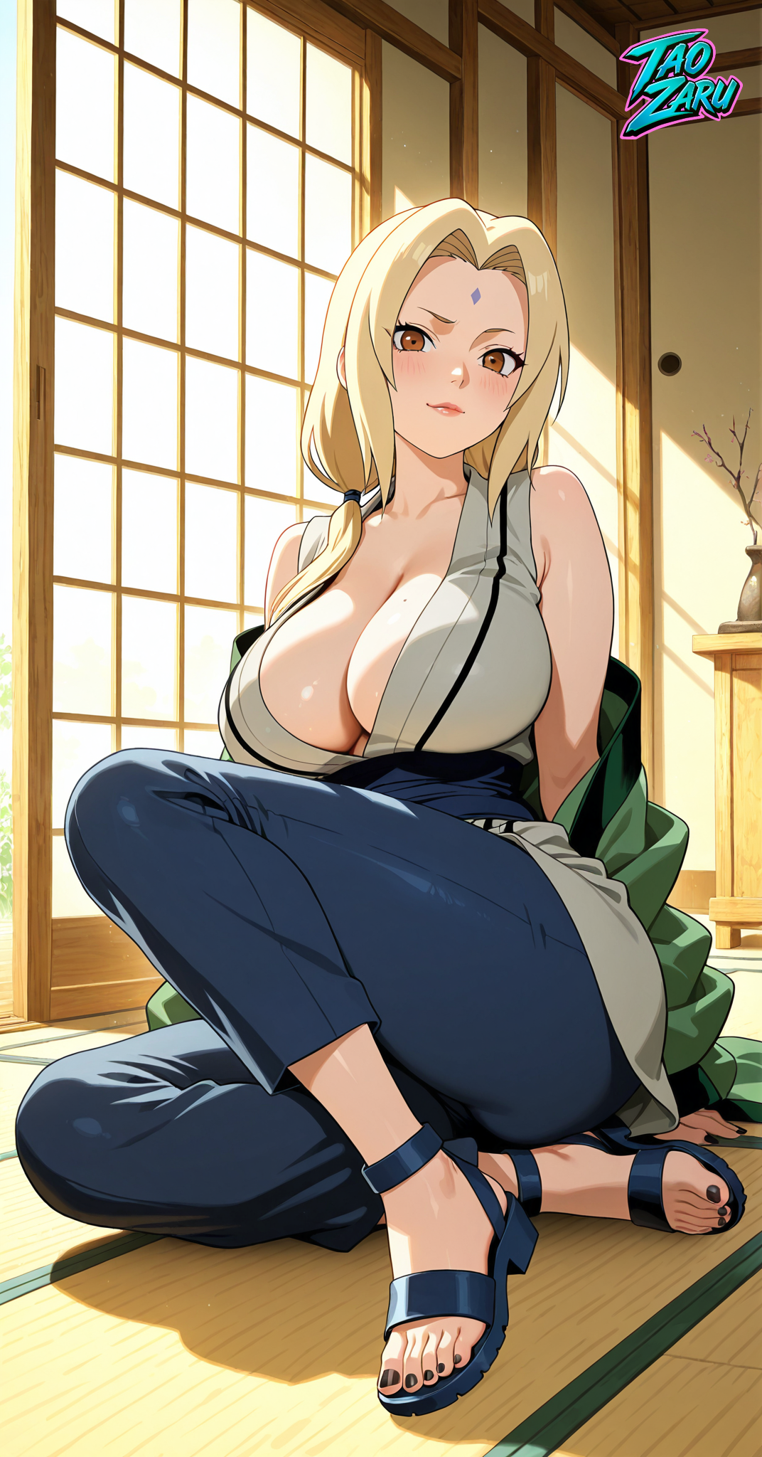 ai generated, big ass, big breasts, breasts, cute, cute face, feet, female, female only, foot fetish, naruto, naruto (series), naruto shippuden, sexy, taozaru, tsunade