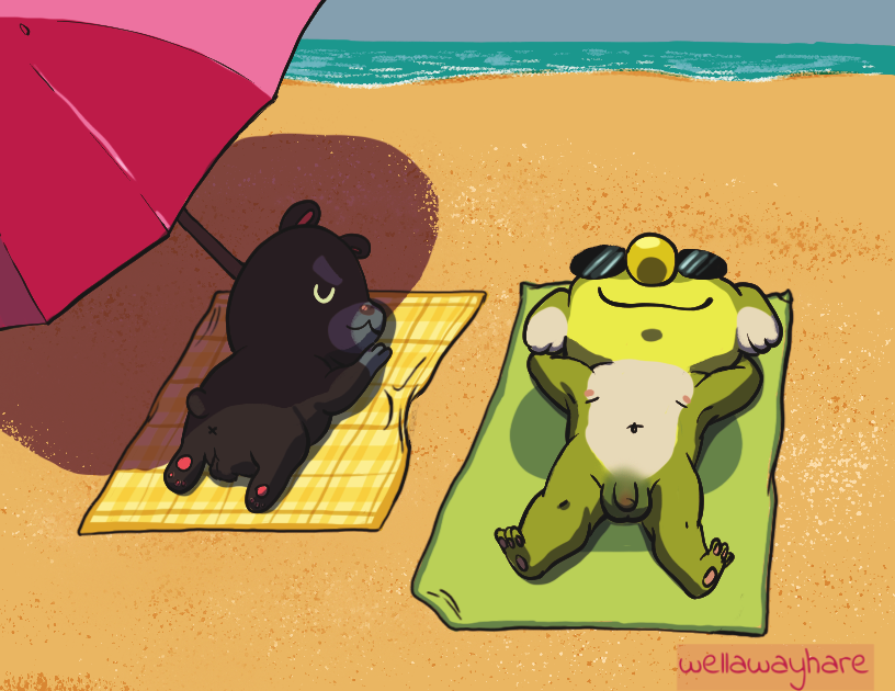 animal_crossing balls beach casual chibi cricetid duo exhibitionism genitals hamphrey hamphrey_(animal_crossing) hamster koala lyman lyman_(animal_crossing) male male/male mammal marsupial nintendo nudism nudist penis rodent seaside short shortstack small_(disambiguation) summer video_games vombatiform wellawayhare