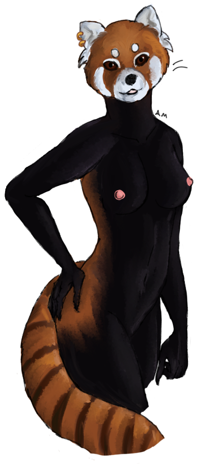 abeliasgarden ailurid anthro breasts cute_face female fluffy fluffy_tail mammal penta_abeliasgarden red_panda sketch