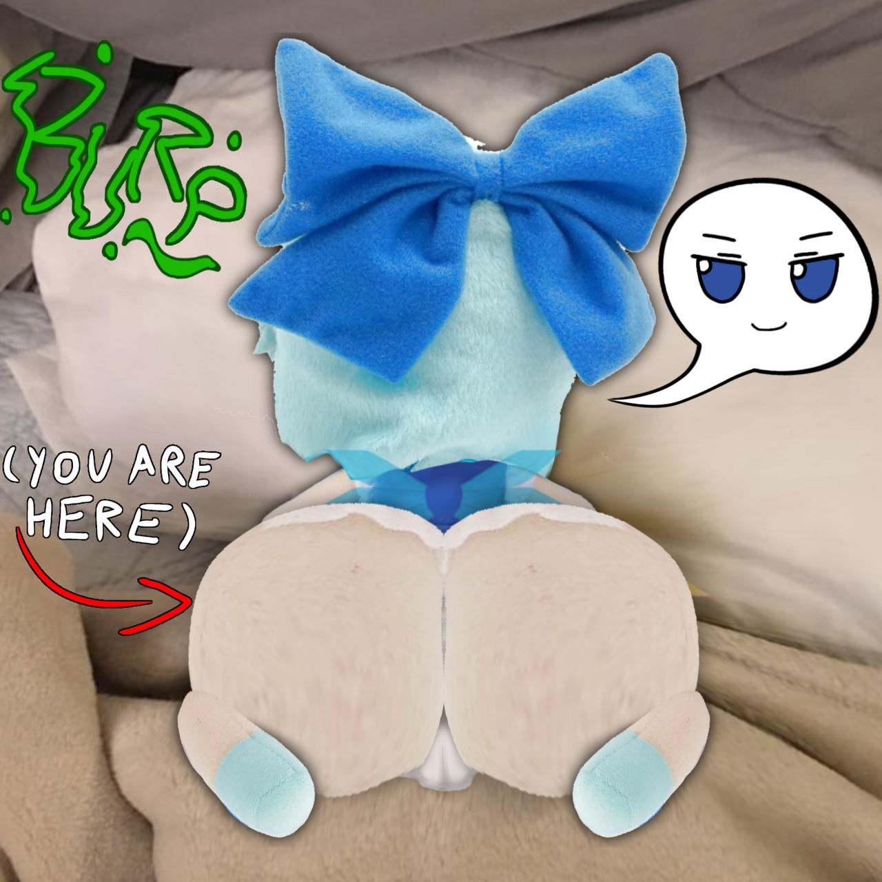 big ass, blue dress, blue eyes, blue hair, chubby ass, cirno, digest, digested, digested alive, digested prey, digestion, digestion noises, digestion sequence, doll, doll girl, edit, edited, female, female pred, female predator, fumo plush, large prey, object pred, plush, plushie, post-vore, pussy, skii10, small pred, small predator, touhou, vagina, vore