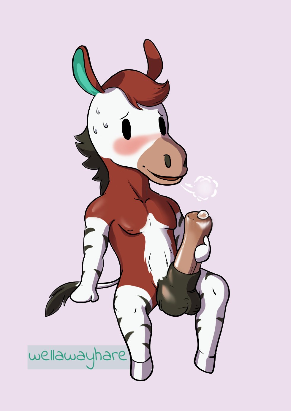 animal_crossing animal_genitalia animal_penis anthro chibi equid equine equine_penis genitals hi_res horse male male_only mammal masturbation nintendo papi_(animal_crossing) penis shortstack solo video_games wellawayhare