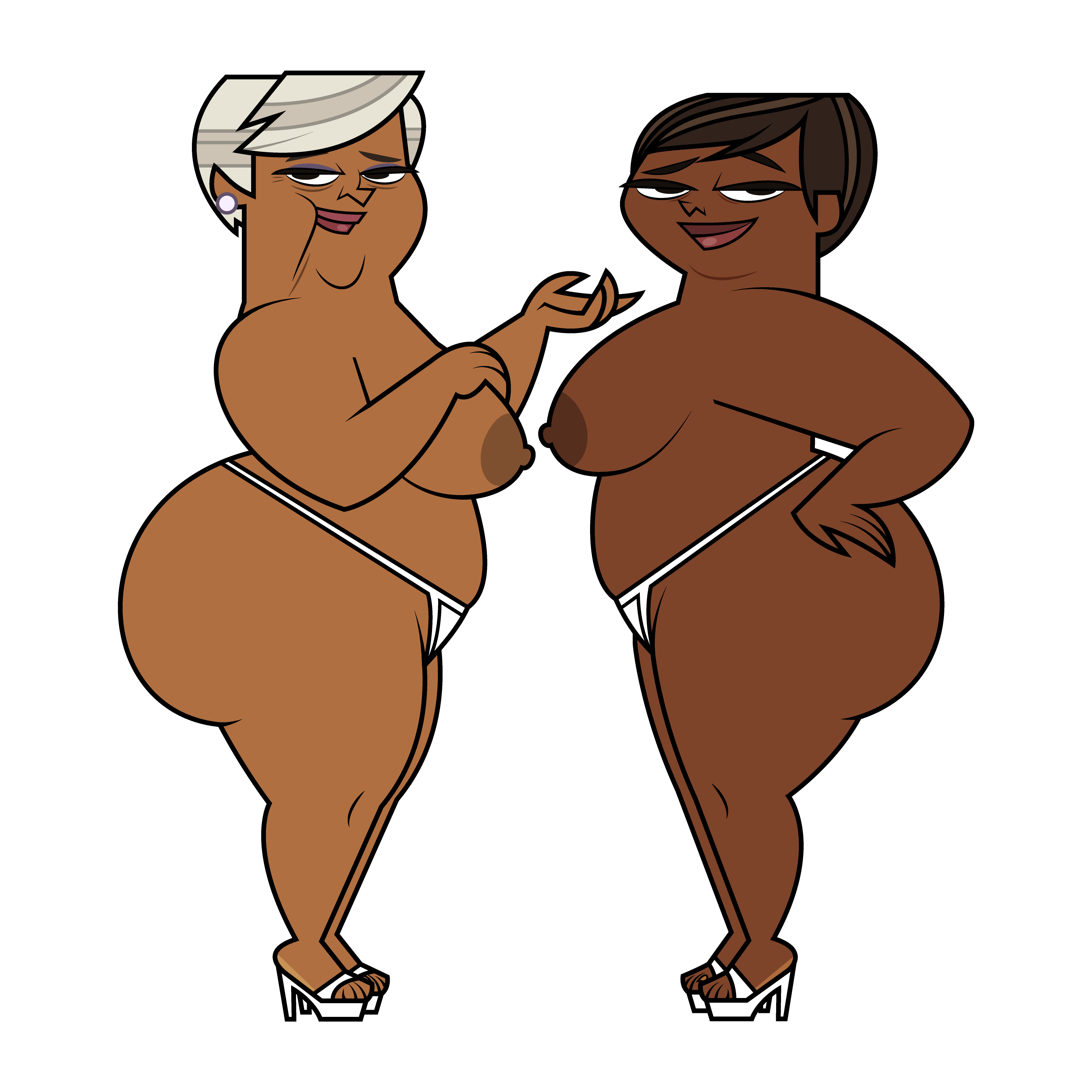 2girls, areola, areolae, ass, ass grab, ass up, bbw, bbw mom, big ass, big breasts, big butt, black body, black female, black gilf, black milf, breast grab, breasts, breasts out, choker, chubby, chubby female, curvaceous, curvaceous body, curvaceous figure, curvy, curvy figure, dark skin, dark-skinned female, ebony, eyelashes, eyeliner, eyeshadow, female, female only, grandmother, granny, hand on breast, hand on hip, heels, high heels, huge ass, jk94, leshawna's grandmother, leshawna's mom, mature, mature female, mature woman, milf, mother, nipples, pose, posing, profile view, solo, tagme, thick, thick ass, thick hips, thick legs, thick lips, thick thighs, thong, tits out, total drama (series), total drama island, total dramarama, voluptuous, voluptuous female, white background, white hair, white-haired female