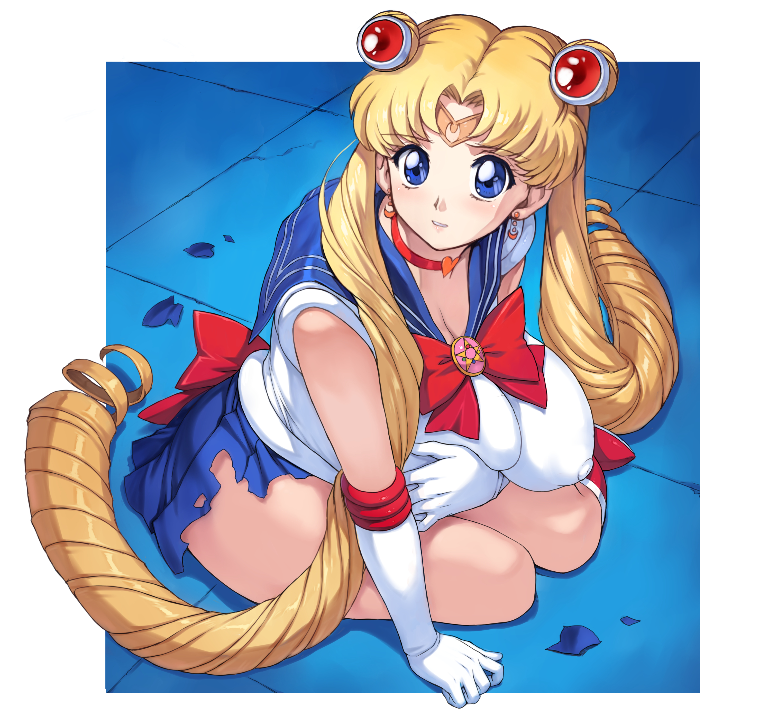 big breasts, bishoujo senshi sailor moon, breasts, clothing, female, female only, huge breasts, large breasts, mogudan, nipples, nipples visible through clothing, sailor moon, sailor moon redraw challenge, skirt, solo, solo female, solo focus, usagi tsukino