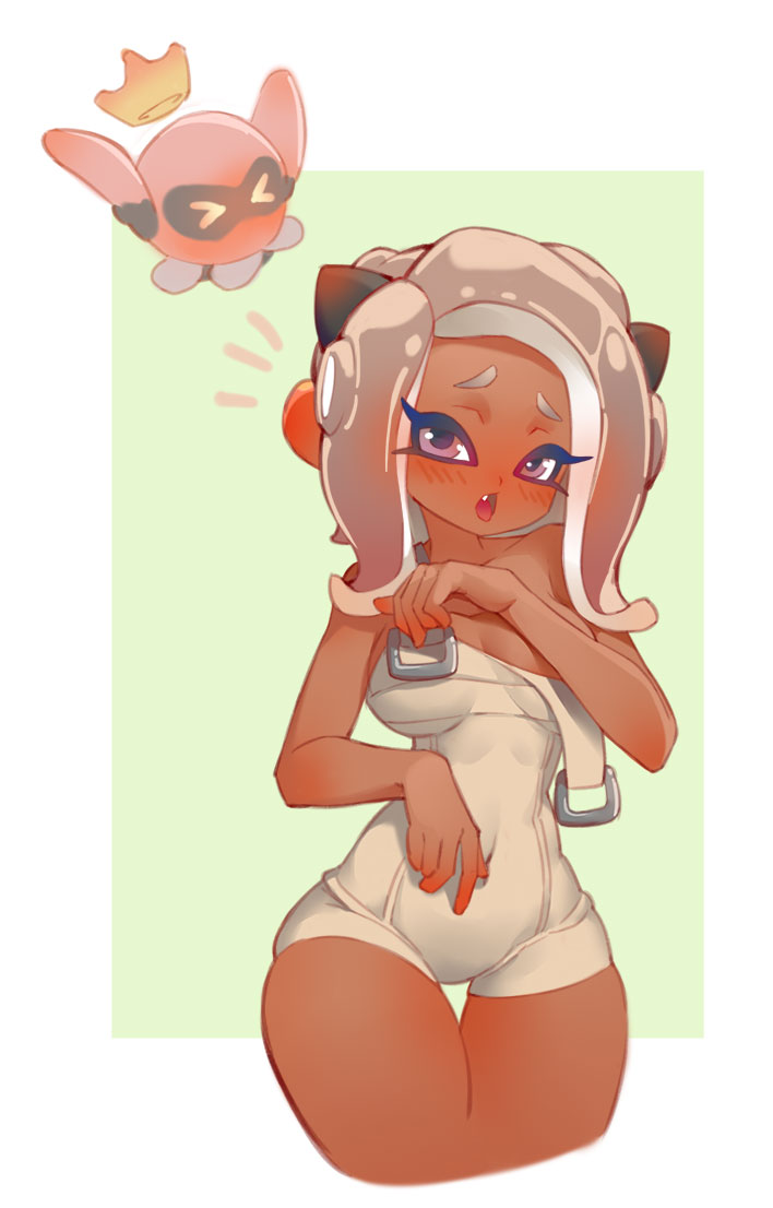 1girls, agent 8 (side order), agent 8 (splatoon), big ass, big breasts, breasts, cat ears, female, large ass, large breasts, little blood, nintendo, octoling, octoling girl, splatoon, splatoon (series), splatoon 3, splatoon 3: side order, wide hips