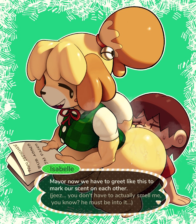1girls, 2019, analingus, anilingus, animal crossing, animal crossing boy, anthro, ass, ass worship, assertive, bottomless, cowgirl position, english text, facesitting, female, furry, isabelle (animal crossing), lilmoonie, nintendo, no panties, seductive, sitting on face, sitting on person, smell, straight, sweat, villager (animal crossing)