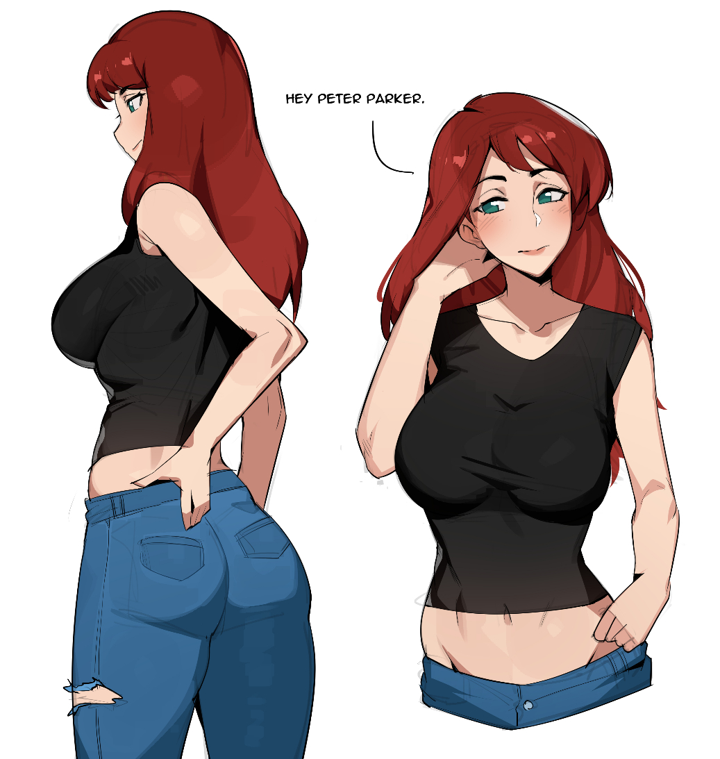1girls, ass, avengers, big ass, big breasts, big butt, big thighs, black panties, bobtheneet, bra, breasts, breasts squeezed together, droctojuice, elijahzx, female, female only, green eyes, light skin, light-skinned female, marvel, marvel comics, mary jane watson, milf, milk, red hair, sexy body, sexy clothing, sexy pose, solo, spider-man (series)