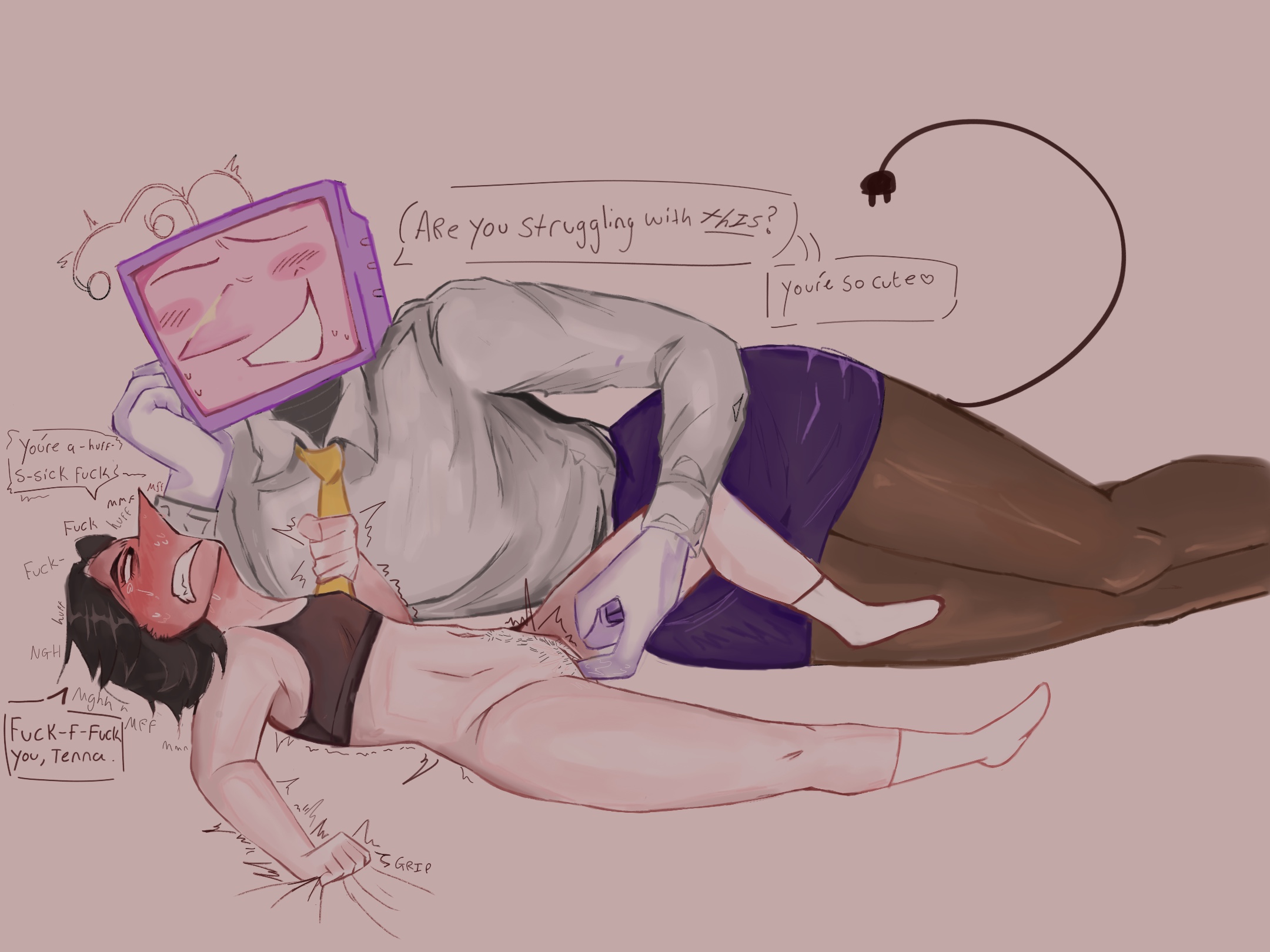 2girls, deltarune, female, female on female, female only, fingering, genderbent, genderswap (mtf), lesbian, rule 63, size difference, spamton g spamton, tenna (deltarune), yuri