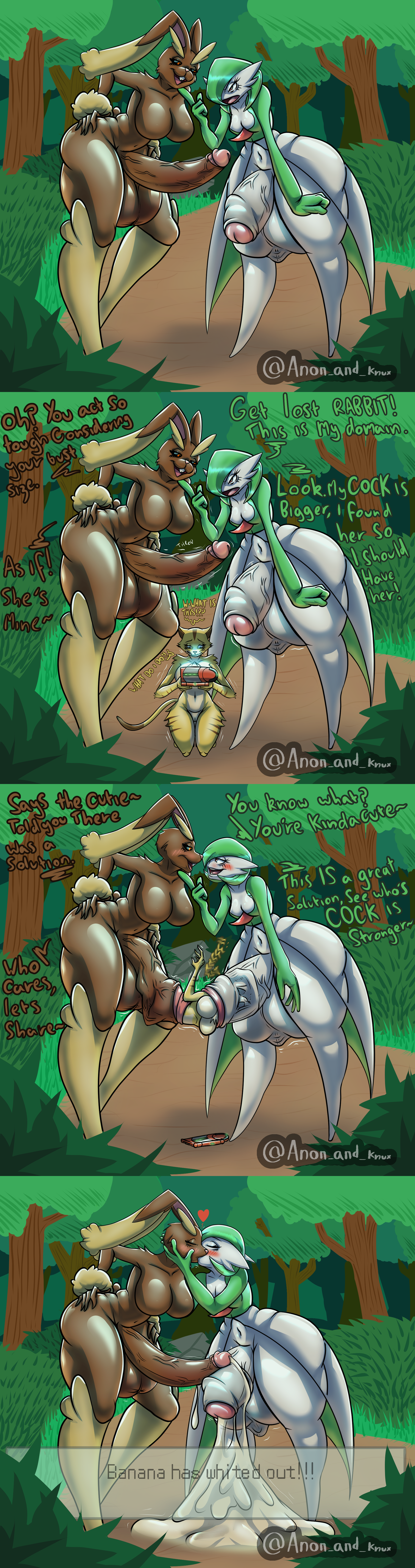 1girls, 2futas, anon and knux, anonandknux, anthro, anthro female, anthro futa, anthro pred, anthro prey, barefoot, big breasts, breasts, cock vore, cum, cum digestion, female, furry, furry female, furry futa, futanari, gardevoir, generation 3 pokemon, generation 4 pokemon, giantess, height difference, horny, horny futa, hung futa, intersex, large female, larger futa, leaking cum, lopunny, male, medium breasts, mini giantess, nintendo, penis, pokemon, pokemon (species), size difference, vore