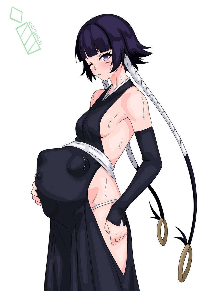 1girls, baby kicking, belly overhang, black hair, bleach, female, female focus, female only, fetal movement, mujichan arts, pregnant, pregnant belly, pregnant female, soifon, sui-feng