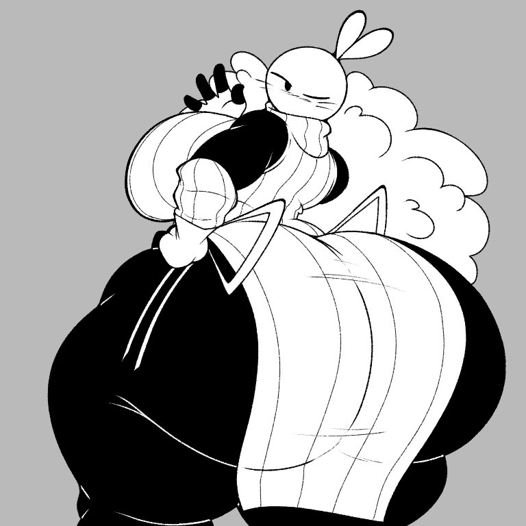 1girls, arm warmers, ass bigger than head, ass bigger than torso, back view, big breasts, big hips, big thighs, black body, breasts, breasts bigger than head, clothed, clothed female, clothing, curvaceous, curvy, curvy female, dreamchy (mr dreamcatch er), female, female only, fingerless gloves, gloves, grey background, hand on hip, highres, huge ass, huge breasts, huge thighs, hyper, hyper ass, looking back, oc, omegabrawl, one eye closed, original character, shoulderless dress, sideboob, tagme, thick legs, thick thighs, tied hair, twitter link, voluptuous, voluptuous female, white dress, white gloves, white hair, wide hips