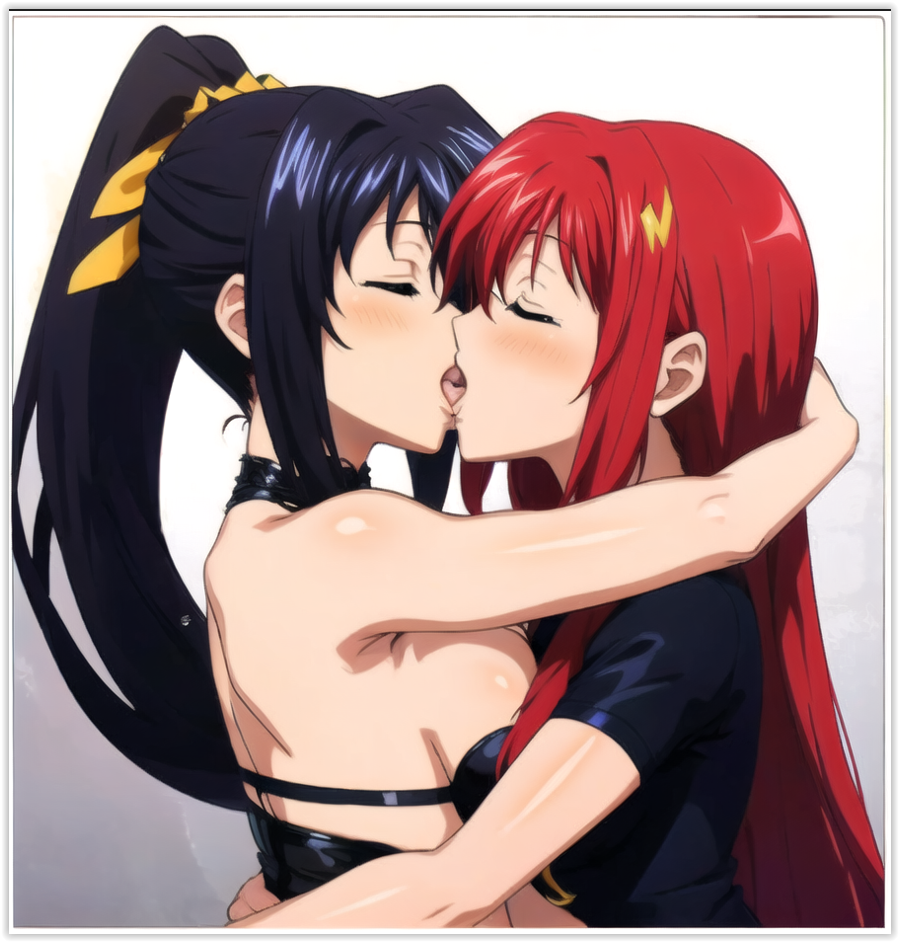 ai_generated akeno_himejima girl_on_girl high_school_dxd lesbian_couple lesbian_kiss lesbian_sex rias_gremory yuri