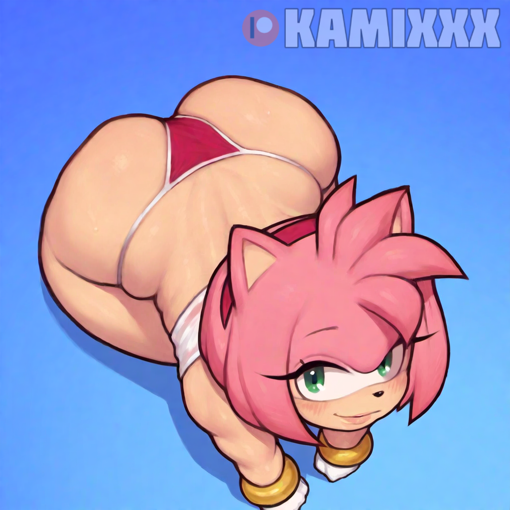 1girls absurd_res absurdres ai_generated amy_rose ass ass_bigger_than_head ass_bigger_than_torso ass_focus ass_up big_ass blush breasts curvy curvy_body curvy_female curvy_figure female female_only from_above g_string gloves hair hi_res huge_ass humanoid kamixxx large_ass looking_at_viewer simple_background solo sonic_(series) sonic_the_hedgehog_(series) thong thong_bikini thong_panties tube_top tubetop voluptuous voluptuous_female white_gloves wide_hips