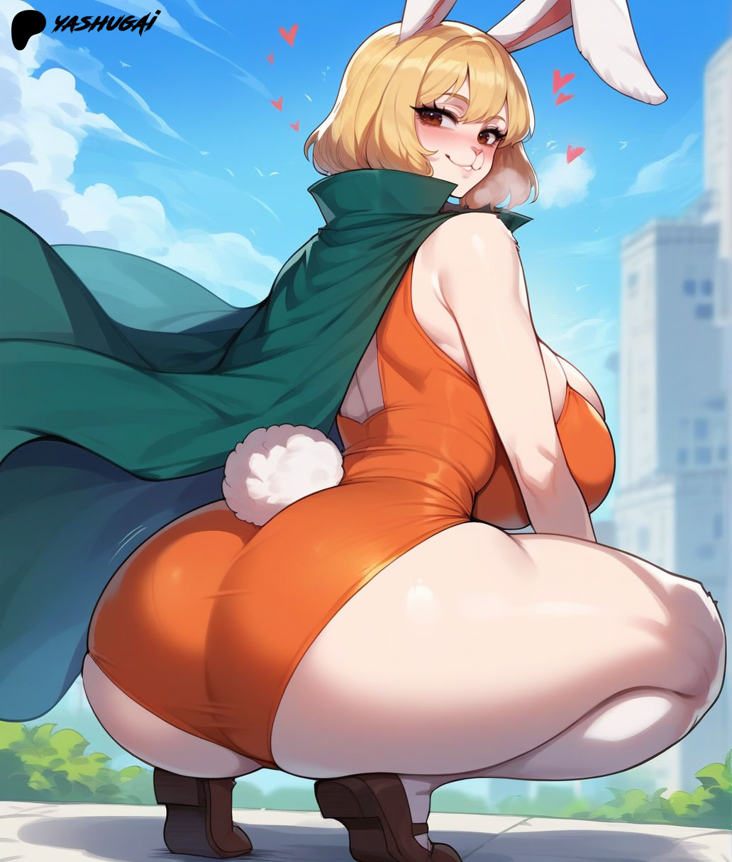 ai generated, ass, blonde hair, carrot (one piece), female, female only, furry, one piece, yashugai