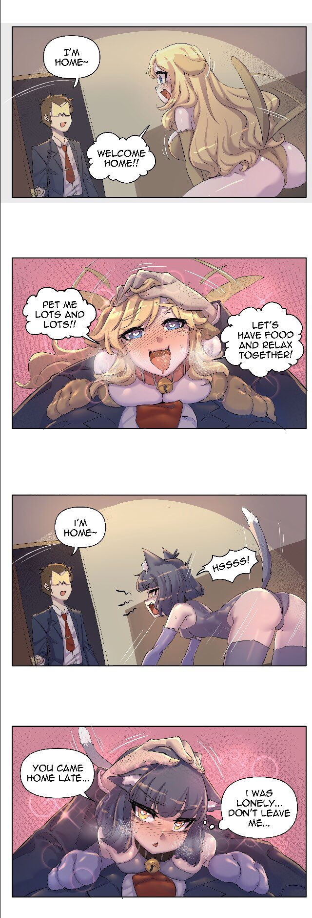 cat ears, cat girl, cat tail, catgirl, cute, dog ears, dog girl, dog tail, female, human, male, merryweather, wholesome