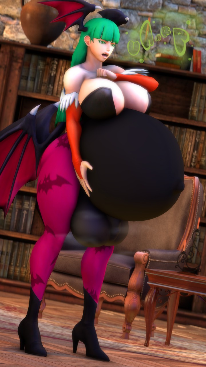 3d belly big_belly breasts bulge burping cleavage clothing darkstalkers futanari hand_on_belly high_heels huge_belly huge_breasts hyper_belly inflation large_breasts morrigan_aensland rattledbonezone ready_to_pop steam tagme vore