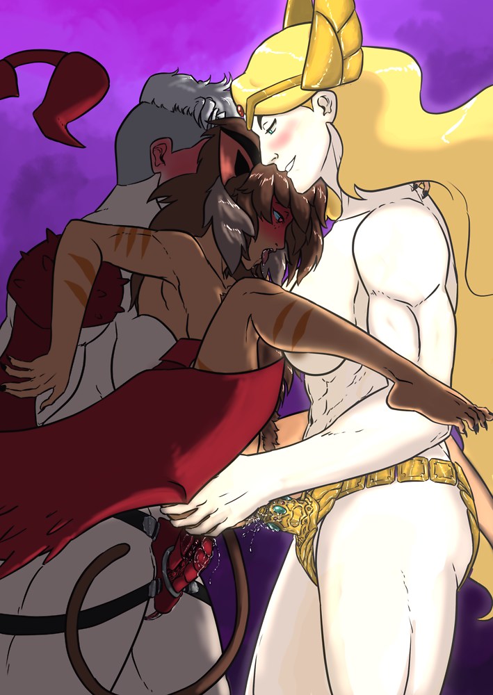 3girls adora anal anal_penetration anal_sex blonde_hair cat_tail catgirl catra double_penetration fff_threesome lesbian masters_of_the_universe multiple_girls muscles pervyviper scorpia_(she-ra) she-ra she-ra_and_the_princesses_of_power straight_hair strap-on tail threesome tongue_out undercut yuri