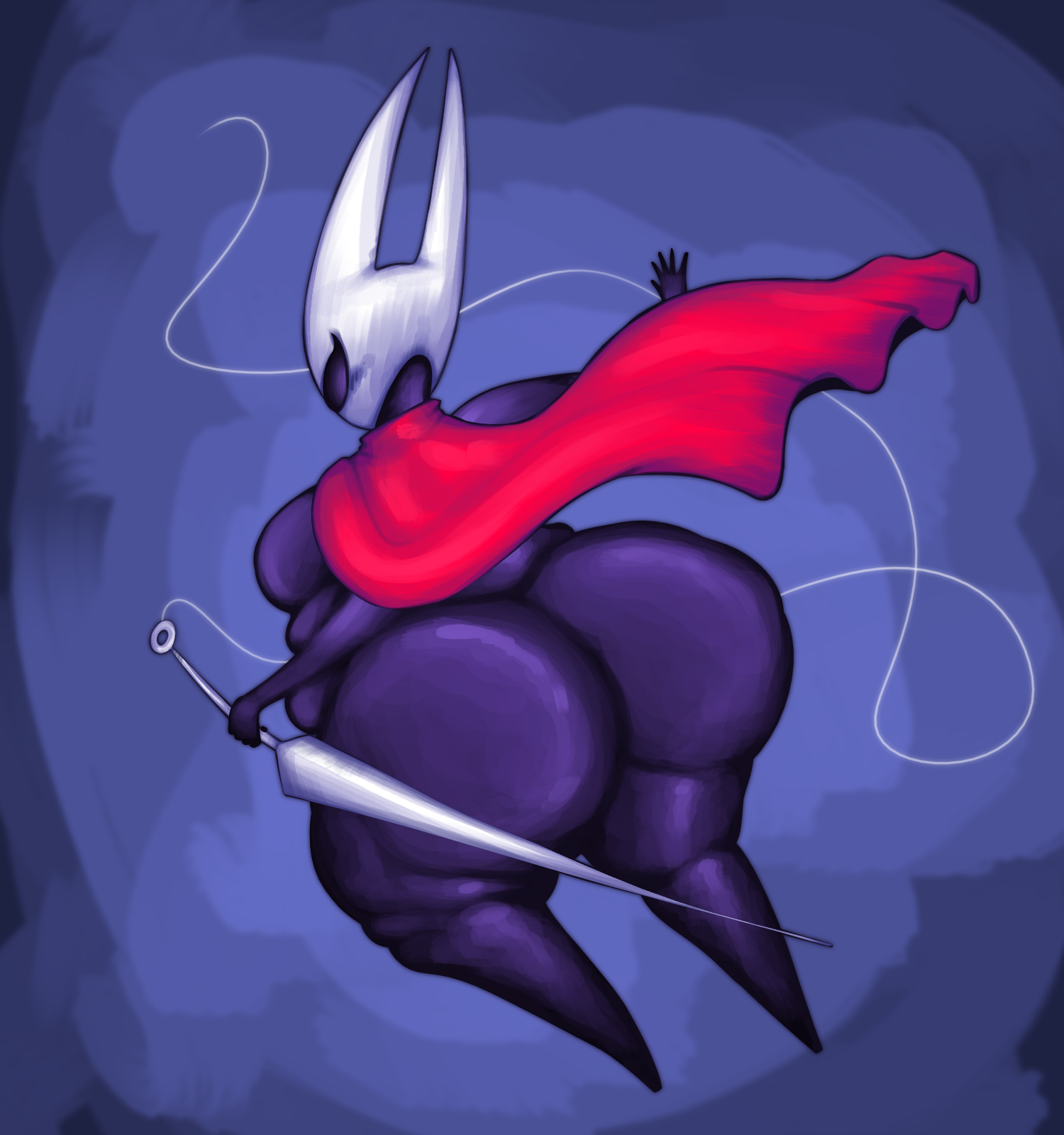 1girls, anthro, ass, ass focus, back view, bottom heavy, breasts, bubble ass, bubble butt, busty, cape, fat ass, female, female focus, female only, hollow knight, hornet (hollow knight), huge ass, huge thighs, humanoid, large ass, no artist, no artist signature, standing, thick thighs, voluptuous, voluptuous female, wide hips