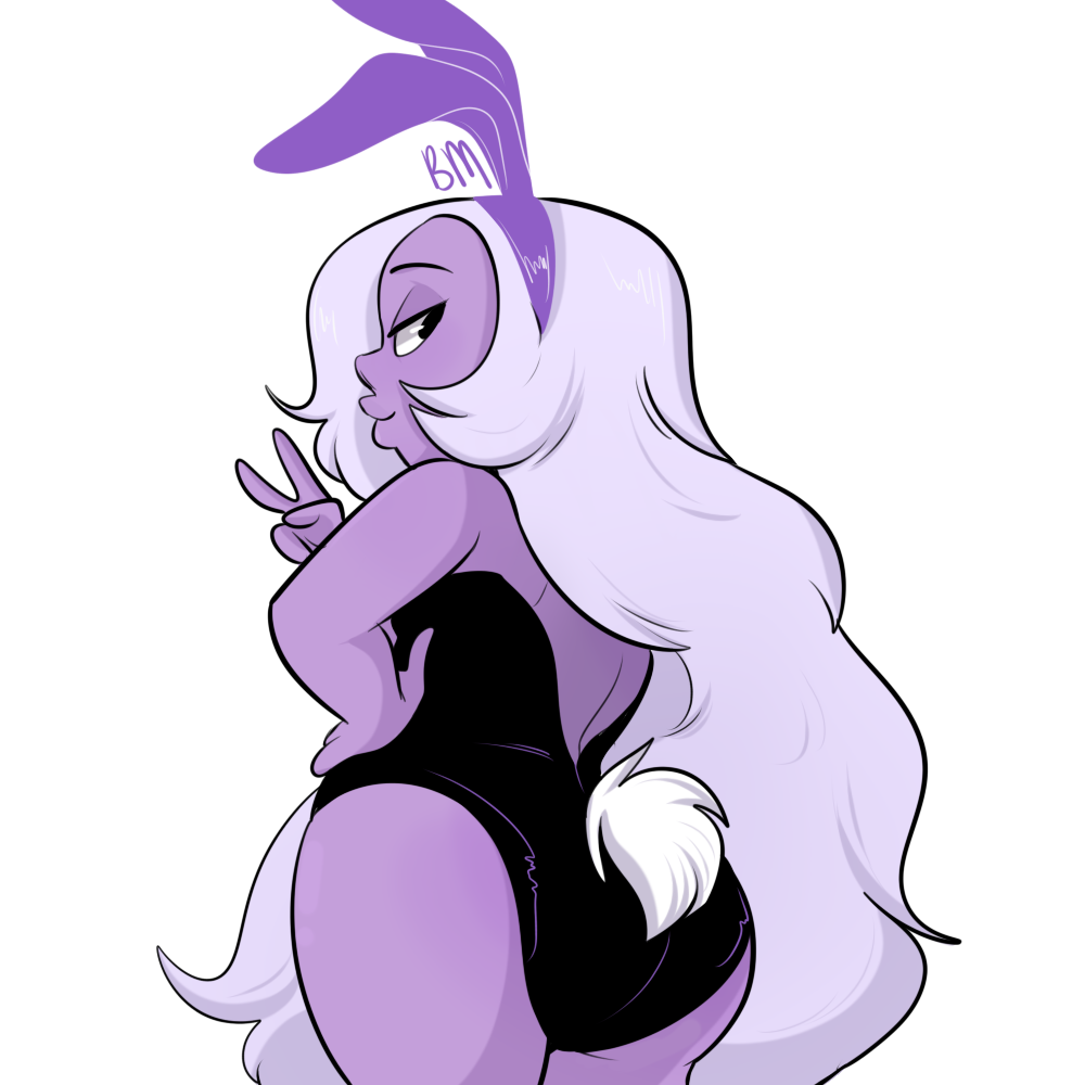 alien alien_girl amethyst_(steven_universe) ass blushmallet bunny_ears bunny_tail bunnysuit butt butt_crack cartoon_network female female_only gem_(species) looking_at_viewer playboy_bunny purple_skin sci-fi science_fiction scifi solo solo_female steven_universe