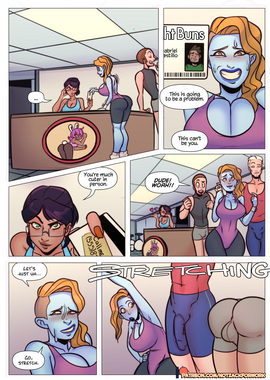 1girls, 2boys, alien, alien girl, blue skin, breast expansion, breast growth, breast growth (enlargement), breasts, cleavage, clothing, comic, english, english text, erection, erection under clothes, female, gender transformation, genderswap, huge breasts, male, mtf transformation, notzackforwork, rule 63, sci-fi, science fiction, scifi, transformation