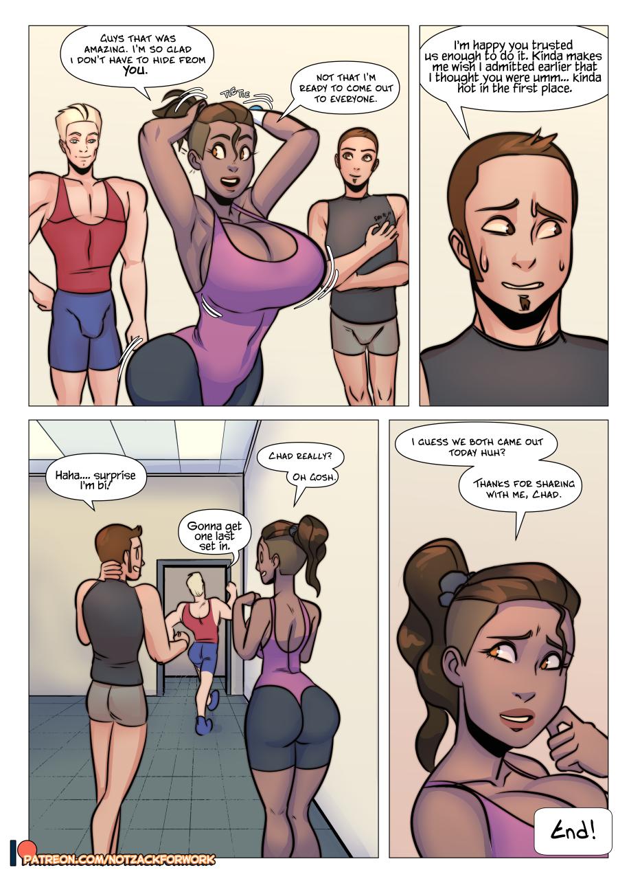 1girls, 2boys, alien, alien girl, breast expansion, breast growth, breast growth (enlargement), breasts, cleavage, clothing, comic, english, english text, female, gender transformation, genderswap, huge breasts, male, mtf transformation, notzackforwork, rule 63, sci-fi, science fiction, scifi, transformation