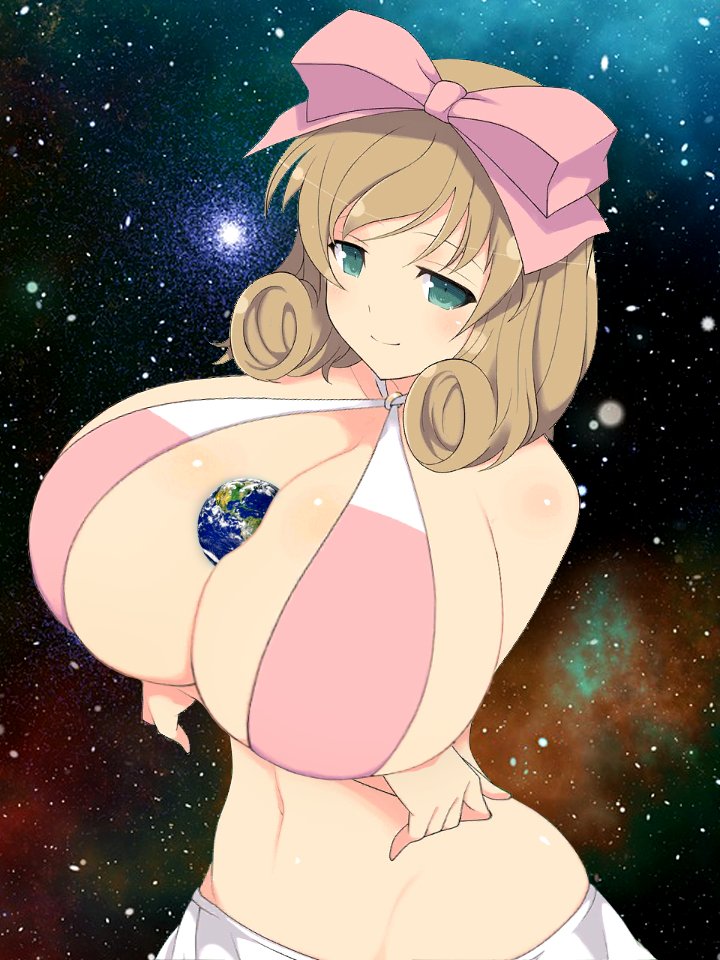 breasts, earth, female, giantess, haruka (senran kagura), huge breasts, hyper giantess, senran kagura, tagme, thiccerwaifus, yaegashi nan
