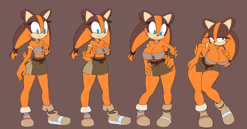 1girls anthro big_breasts blue_eyes breast_expansion breasts female female_only growth half-closed_eyes huge_breasts kojiro-brushard orange_fur seductive sega solo solo_female sonic_(series) sonic_boom sticks_the_badger sticks_the_jungle_badger sticks_the_tejon twintails wide_hips