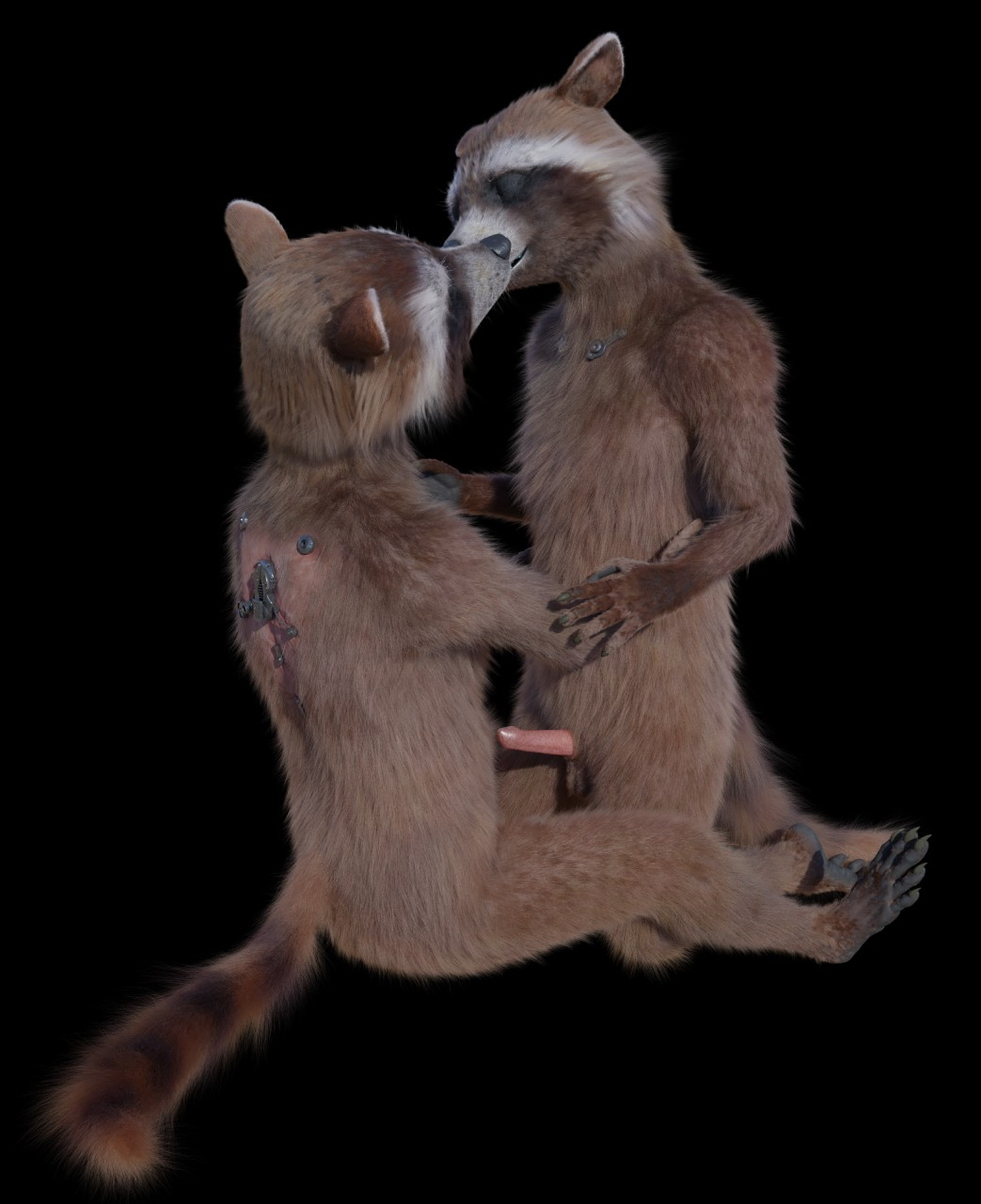 2boys 3d anthro balls clone disney fur gay genitals guardians_of_the_galaxy hi_res male male/male male_only mammal marvel nude penis procyonid raccoon rocket_raccoon rockyrcoon yaoi