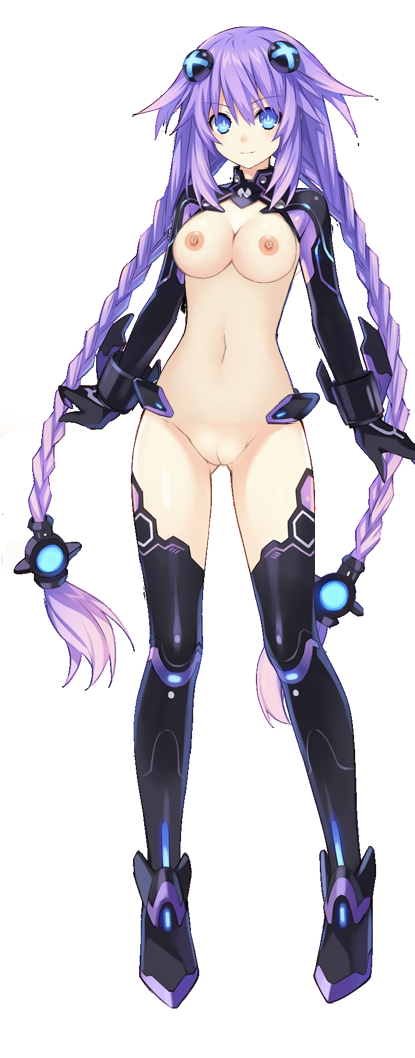 blue_eyes breasts female_only neptune_(neptunia) neptunia_(series) nipples official_copyright purple_hair purple_heart_(neptunia) third-party_edit