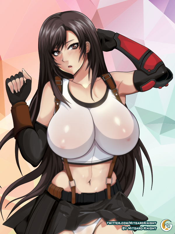 big_breasts female female_only final_fantasy final_fantasy_vii final_fantasy_vii_remake mitgard-knight nipples nipples_visible_through_clothing solo solo_female solo_focus tifa_lockhart