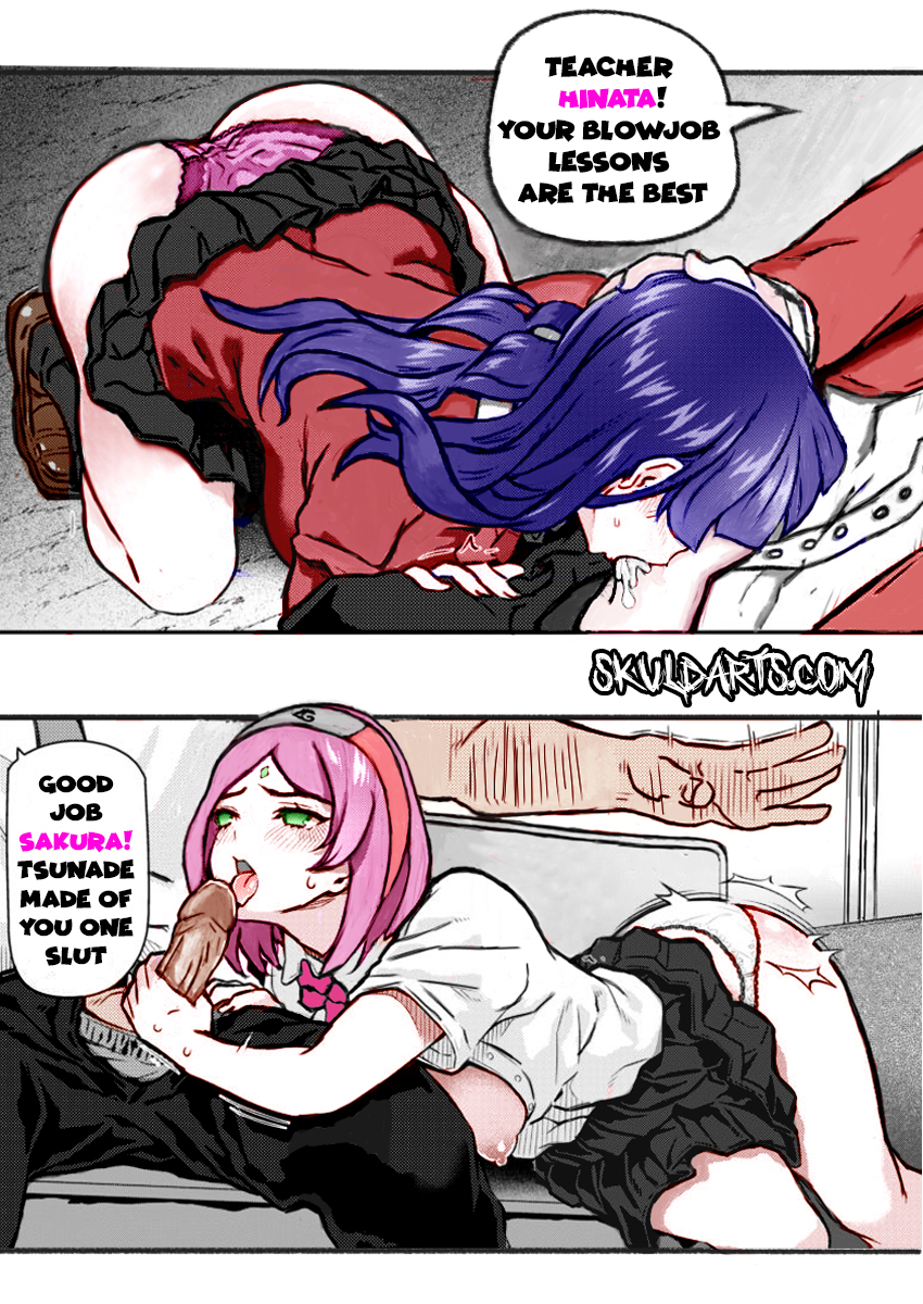 blowjob, comic, fellatio, female, hyuuga hinata, naruto, naruto (series), naruto shippuden, sakura haruno, school uniform, schoolgirl, skuldarts, teacher