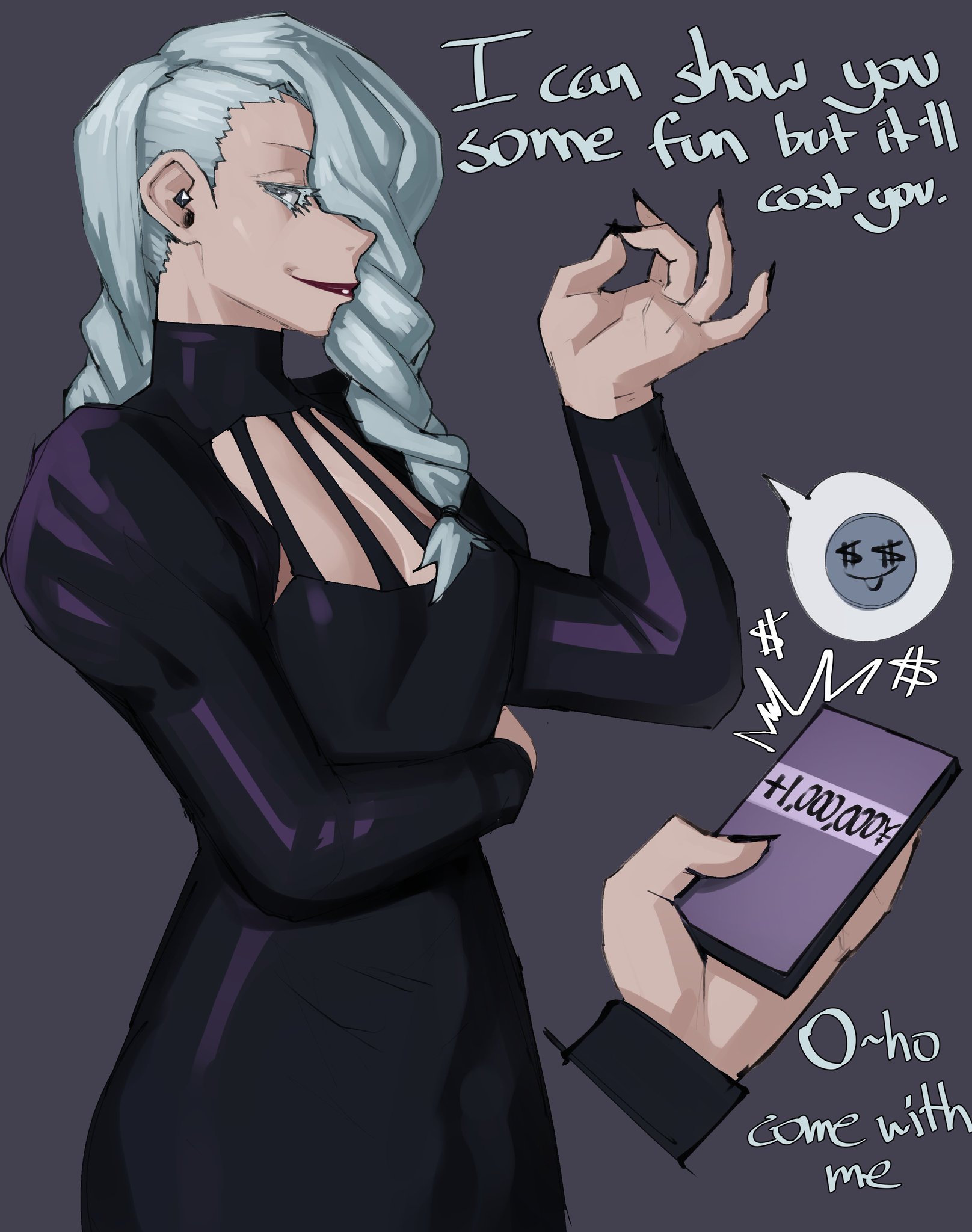 1boy, axred7, black nails, femboy, genderswap, genderswap (ftm), jujutsu kaisen, male, mei mei (jujutsu kaisen), rule 63, tagme, white hair