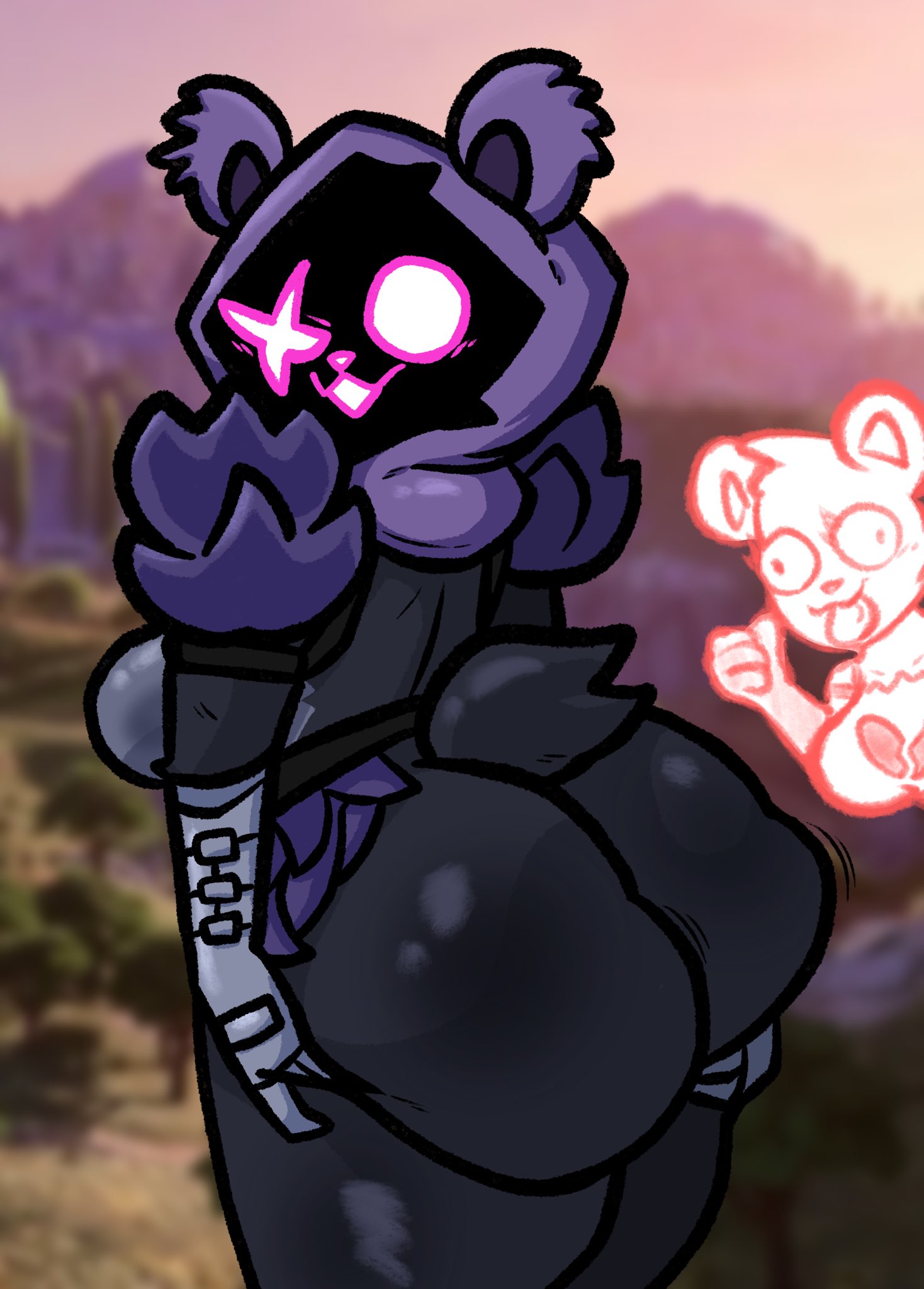 big_ass big_breasts black_fur breasts bubble_butt cuddle_team_leader huge_ass lewdewott metal_gloves proud_mother raven_team_leader thick_thighs wide_hips