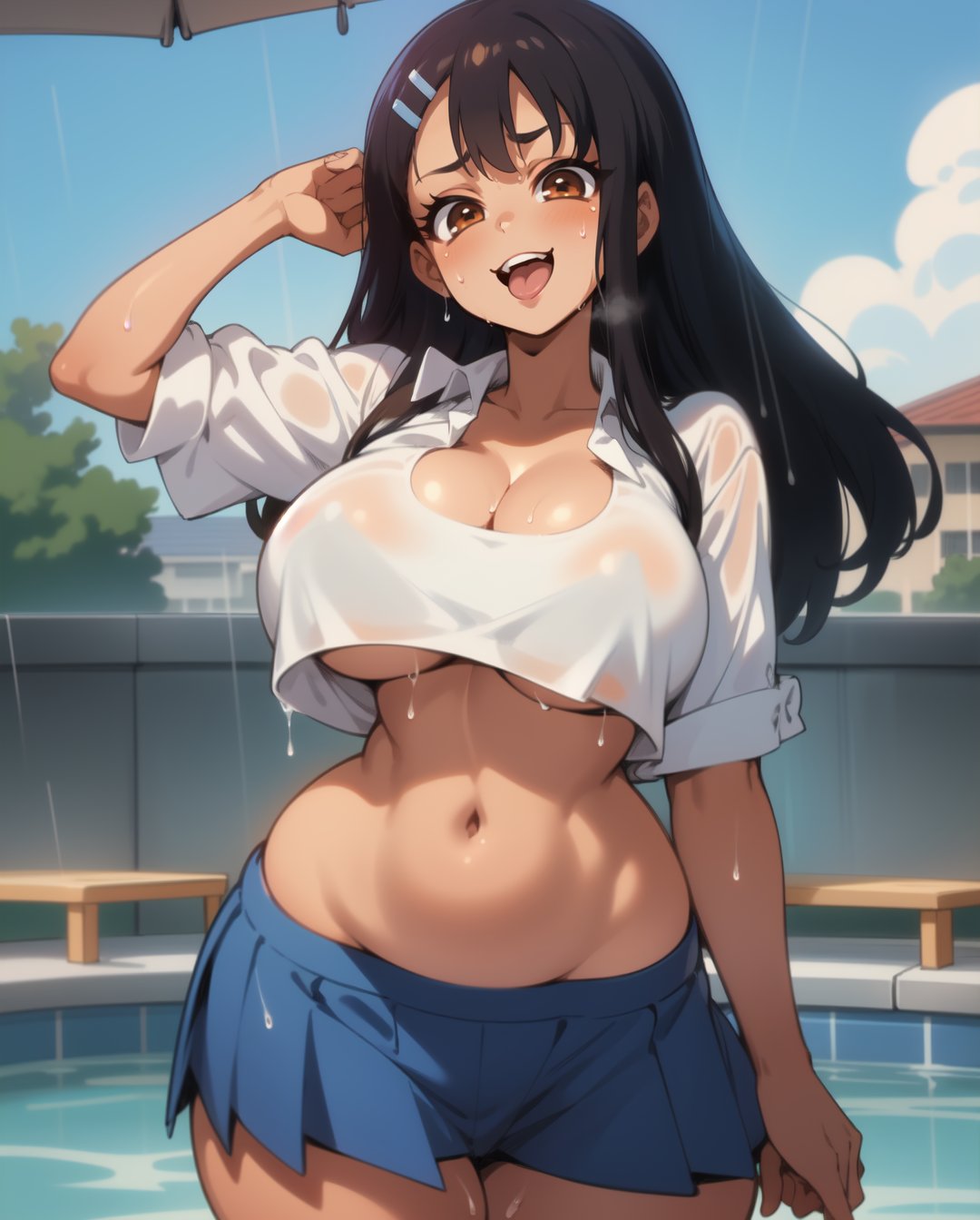 1girls, ai generated, ass, big ass, big breasts, breasts, female, hayase nagatoro, looking at viewer, miniskirt, please don't bully me, nagatoro, rocksolidart, school uniform, solo, solo female