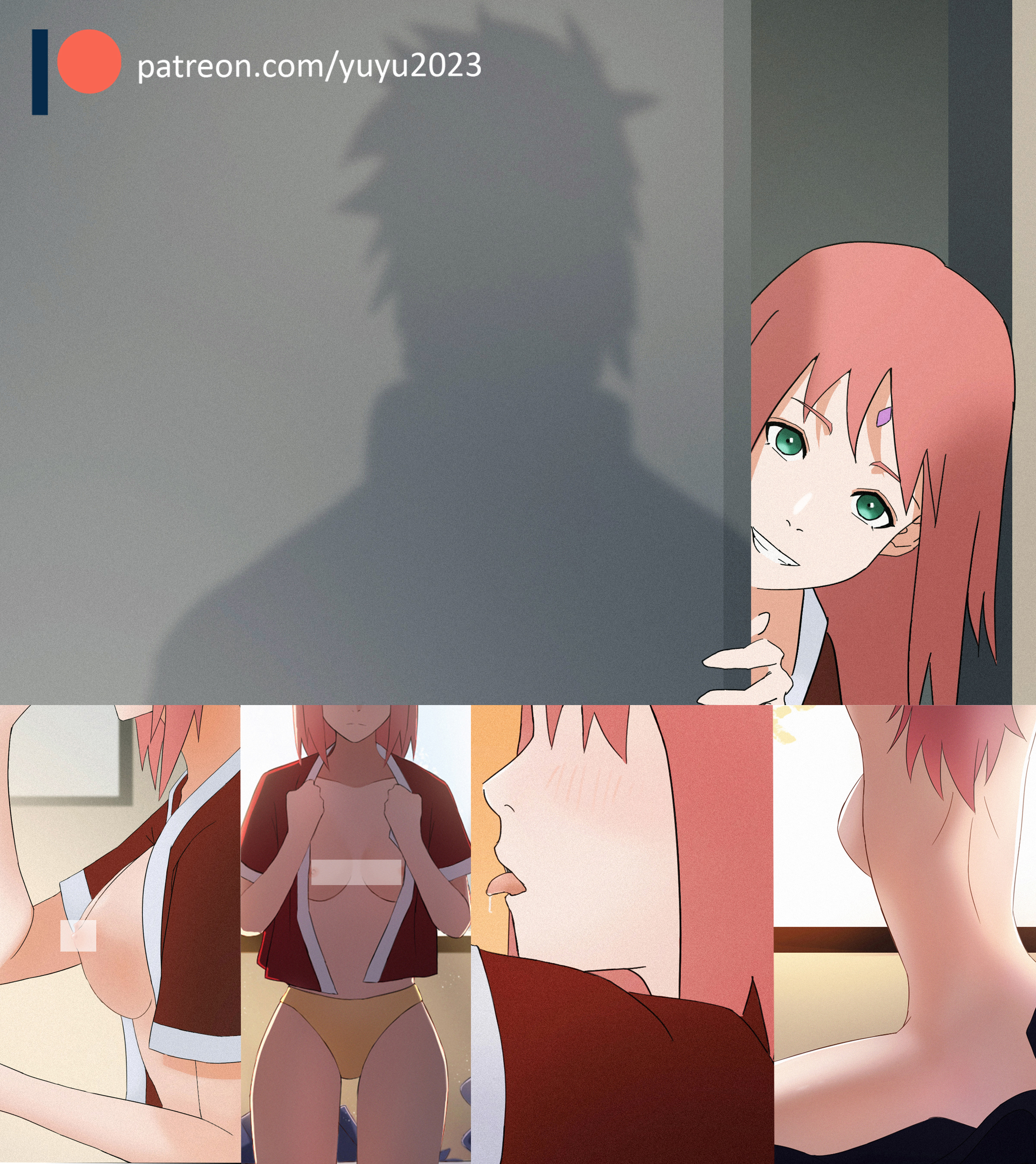 1girls, 2boys, affair, arms above head, arms up, blush, bob cut, breasts, canon couple, cheating, cheating girlfriend, cleavage, close-up, couple, cuckold, dark skin, dark-skinned male, door, doorway, faceless male, female, forehead jewel, forehead mark, green eyes, grin, grinning, haruno sakura, hi res, high resolution, highres, interracial, light skin, light-skinned female, male, male/female, medium breasts, medium hair, messy hair, naruto, naruto (series), naruto shippuden, netorare, no bra, nose blush, ntr, open clothes, open shirt, pale skin, pale-skinned female, panties, penis, perky breasts, pink hair, reverse cowgirl position, sakura haruno, saliva, saliva drip, saliva on tongue, saliva trail, sasuke uchiha, sex, shadow, shoulder length hair, shounen jump, sitting, sitting on lap, sitting on penis, sitting on person, smile, smiling, spiky hair, stealth sex, straight, tongue, tongue out, uchiha sasuke, underwear, unseen character, yellow panties, yellow underwear, yuyu2023