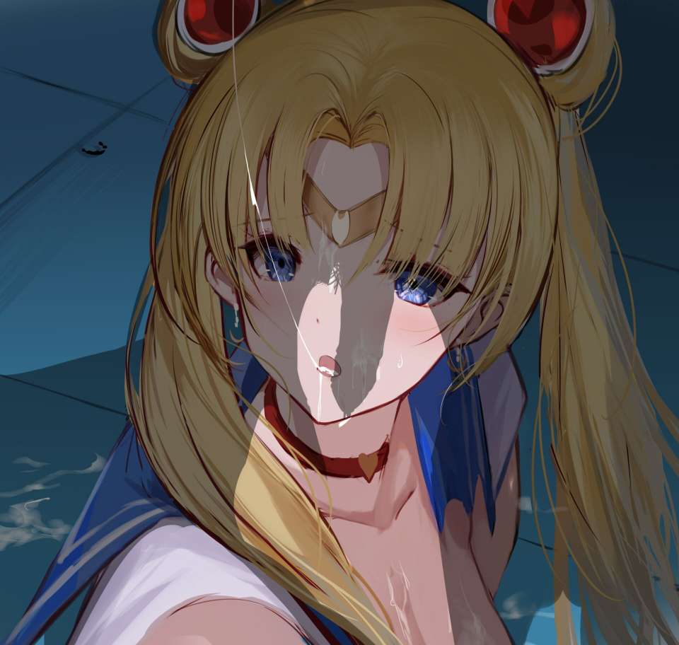 an_yasuri bishoujo_senshi_sailor_moon blonde_hair blue_eyes blue_sailor_collar choker clothing crescent crescent_earrings cum cum_in_mouth earrings facial flaccid heart heart_choker inner_senshi jewelry little_penis long_hair meme necklace penis penis_shadow red_choker sailor_collar sailor_moon sailor_moon_redraw_challenge sailor_senshi sailor_senshi_uniform source_request twintails usagi_tsukino