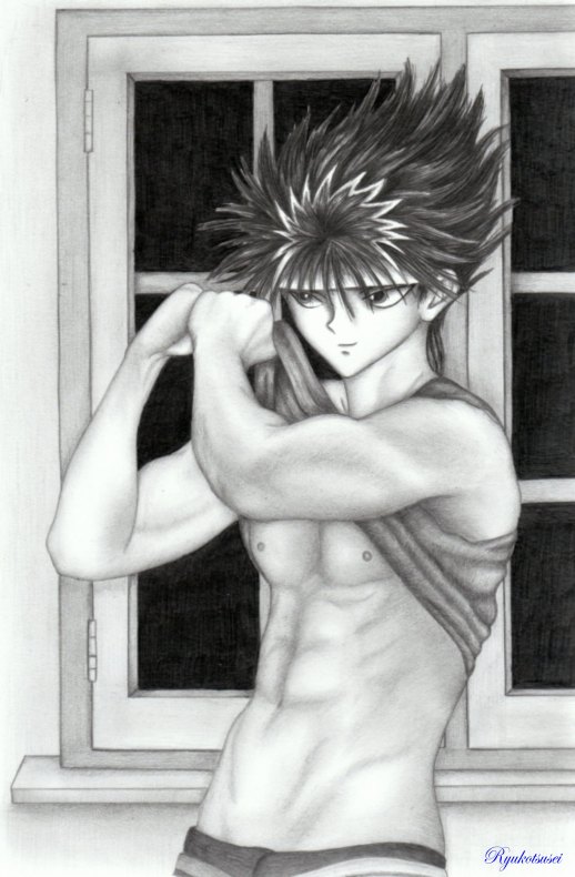 headband hiei male male_only muscle ryukotsusei solo yu_yu_hakusho