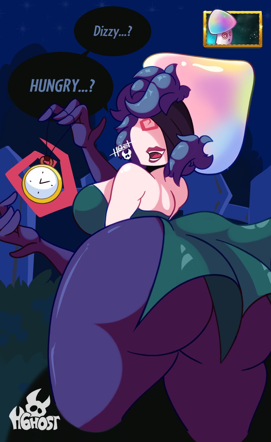 1girls anthro anthrofied ass ass_focus breasts breasts female flora_fauna hghost hypno-shroom_(pvz) plant plant_girl plant_humanoid plantie plants_vs._zombies plants_vs_zombies popcap_games pussy text