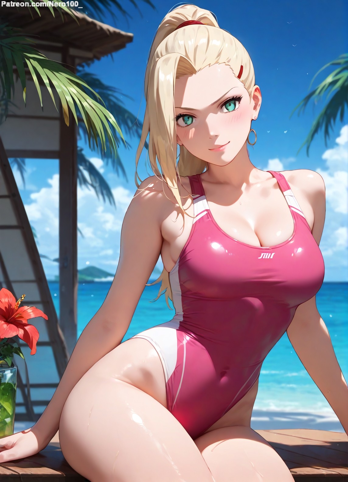 1girls, 2d, ai generated, areolae, big breasts, blonde female, blonde hair, boruto: naruto next generations, breasts, chest, cleavage, curvy, curvy figure, cute, cute face, detailed, eyelashes, eyeshadow, female, female only, fit, fit female, focus, hair, high quality, ino yamanaka, large breasts, legs, light skin, light-skinned female, lips, lipstick, long hair, makeup, mascara, naruto, naruto (series), naruto shippuden, one-piece swimsuit, outdoors, outside, pale skin, pale-skinned female, perky breasts, ponytial, posing, seductive, seductive look, stable diffusion, swimsuit, swimwear, tagme, thighs, thin waist