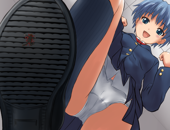 bad_end blue_hair death giant giantess manzi miniboy panties pantyshot rpg shrink_academy size_difference stomp syukusyou_gakuen underwear