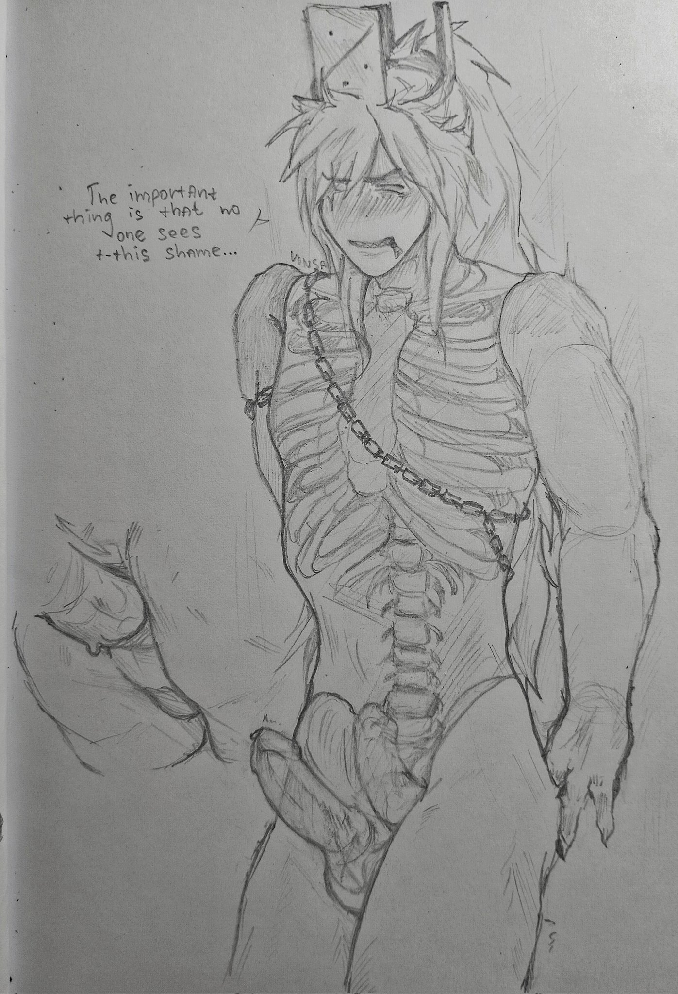 1boy, 1x1x1x1, 1x1x1x1 (forsaken), anal insertion, blush, dildo, dildo in ass, english text, erection, forsaken (roblox), lean figure, leaning on object, male, multiple images, precum, roblox, roblox game, robloxian, see-through body, skeleton, tagme, text, traditional media (artwork), tremble lines, tremble spikes, vinsatp, visible skeleton