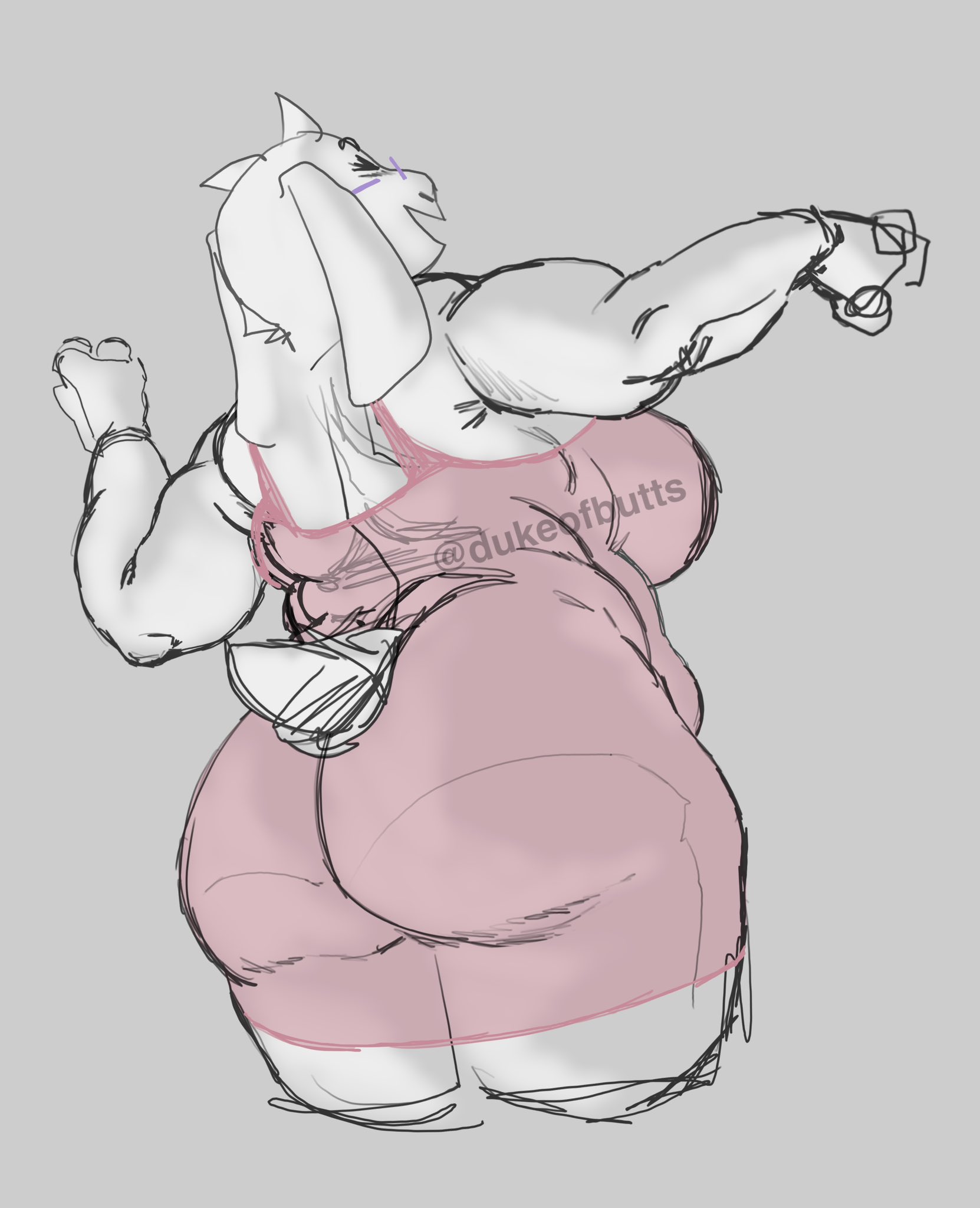 anthro, ass, bbw, big ass, big breasts, breasts, deltarune, dukeofbutts, female, lingerie, milf, toriel, undertale