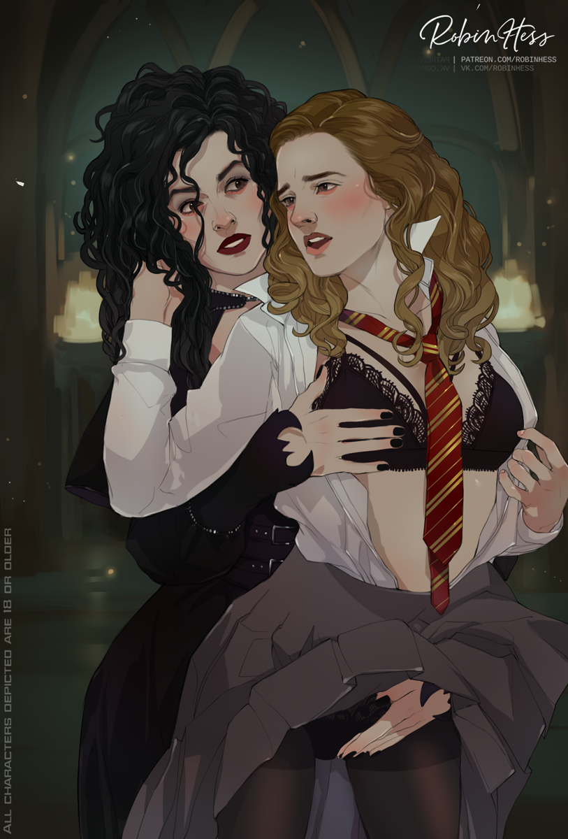 2girls bellatrix_lestrange black_dress black_hair blush blushing bra brassiere brown_hair brunette clothed clothing dress female female_only grey_skirt grope groping groping_from_behind groping_through_clothes gryffindor_tie harry_potter hermione_granger hogwarts hogwarts_school_uniform hogwarts_student lifting_skirt lipstick masturbation necktie older_woman_and_teenage_girl open_clothes open_shirt pale_skin panties panties_over_pantyhose pantyhose petite red_lipstick red_necktie robinhess school_uniform schoolgirl schoolgirl_uniform shirt skirt skirt_lift skirt_up standing standing_behind white_shirt witch yuri